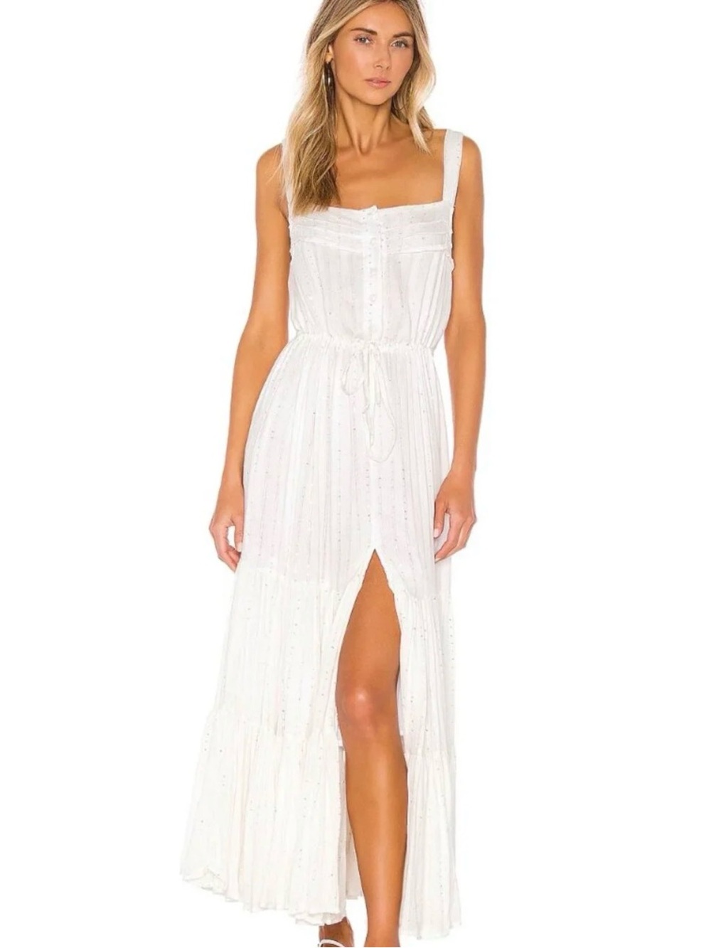 Lucia Dress by Sundress White Maxi with Sequin Embellishments